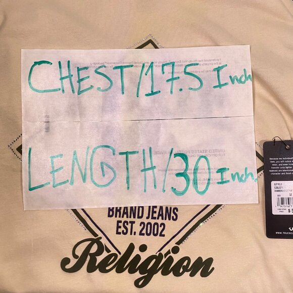 NEW True Religion Men's Rhinestone Diamond Buddha Tee Short Sleeve T-shirt Fog M - Picture 7 of 9